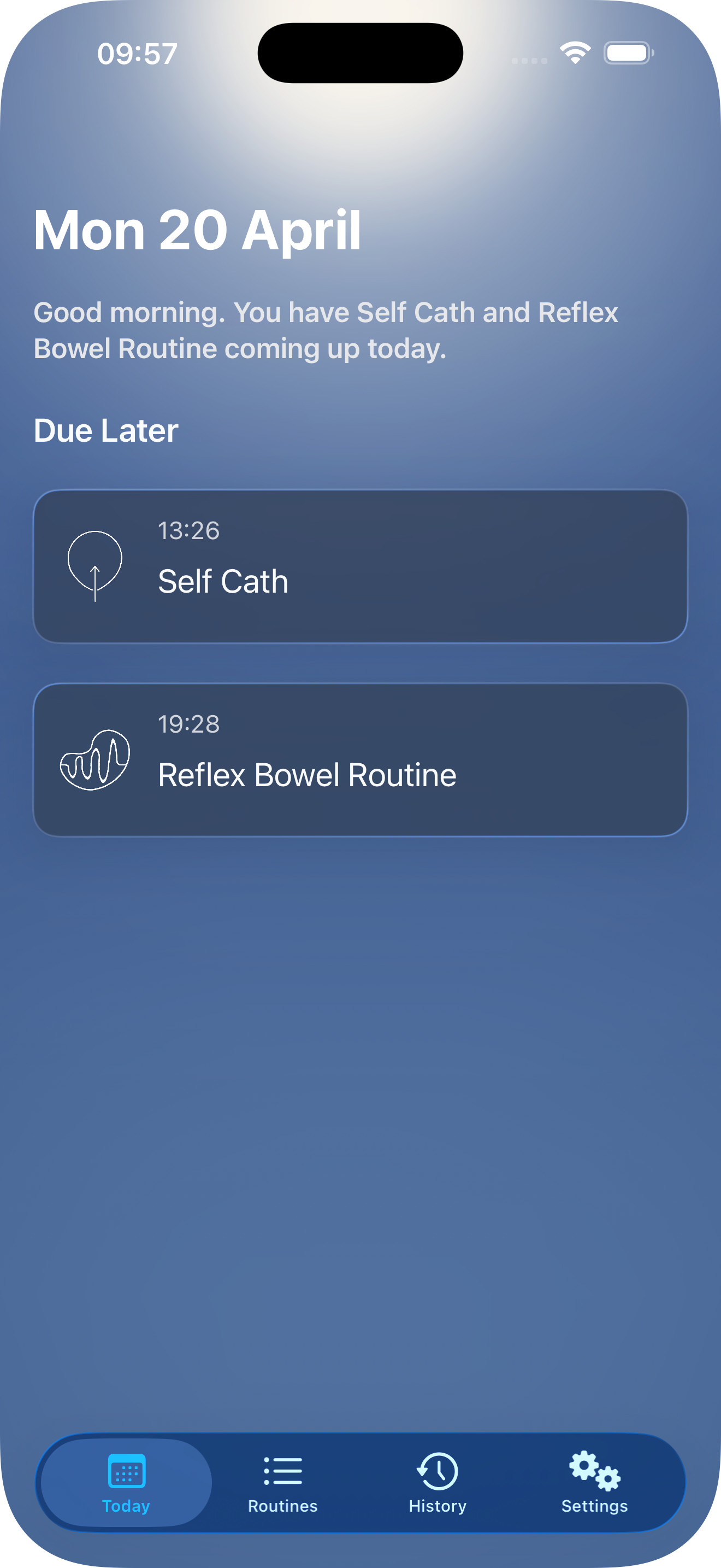 Hubly daytime quiet settings overview screen