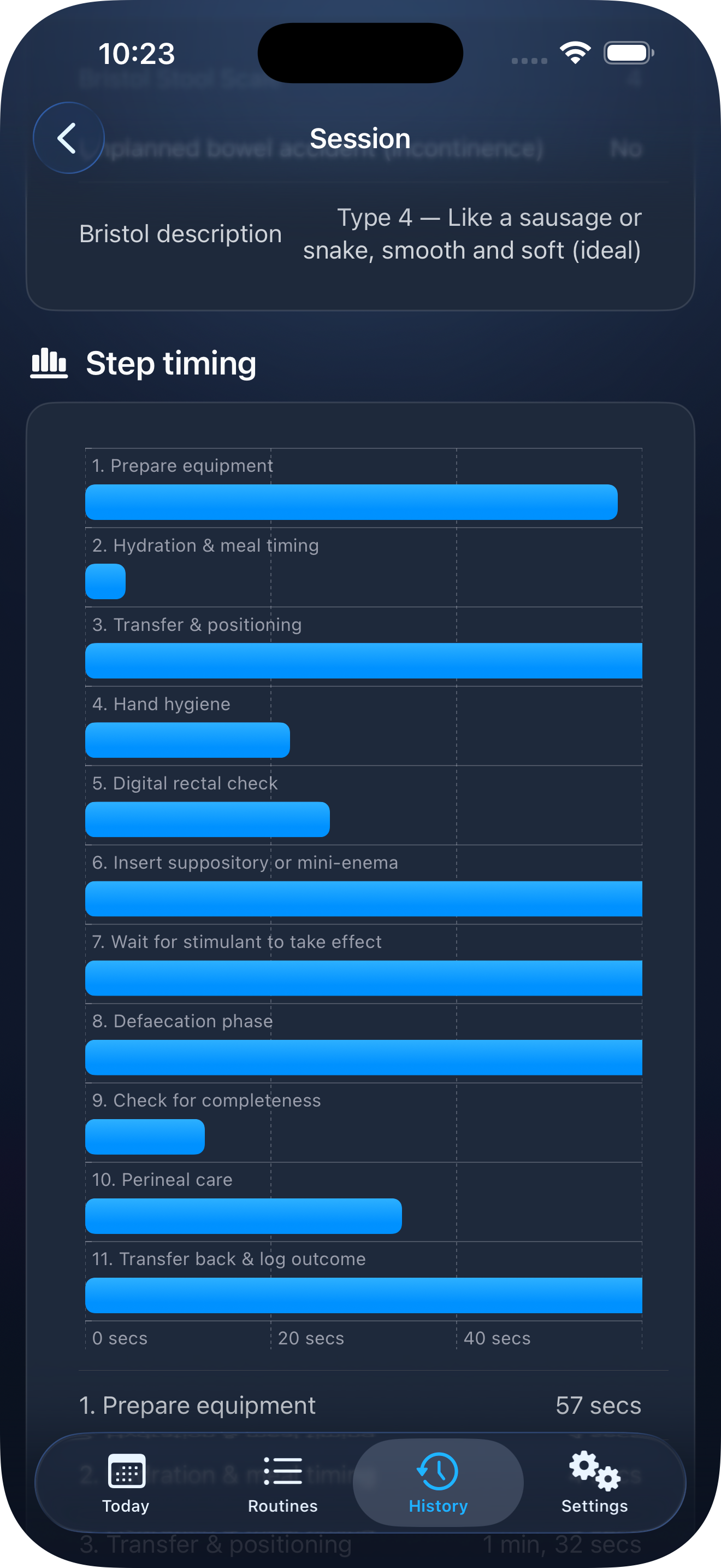 Hubly session statistics screen